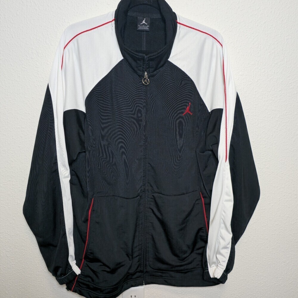 Jordan Full Zip Track Jacket XL Black White Red Jumpman Athletic Warm Up